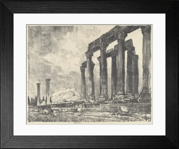 Framed Print : The Acropolis from the Temple of Jupiter, Athens, 1913. Creator: Joseph Pennell