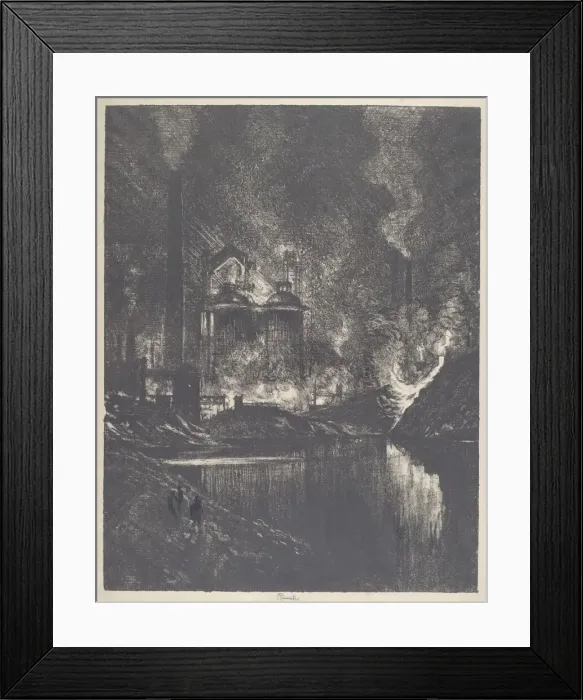 Framed Print : The Lake of Fire, Charleroi, 1911. Creator: Joseph Pennell Framed Print : The Lake of Fire, Charleroi, 1911. Creator: Joseph Pennell