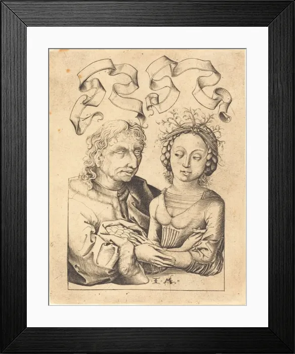 Framed Print : The Foolish Old Man and the Young Girl, c. 1480 / 1490. Creator: Israhel van Meckenem Framed Print : The Foolish Old Man and the Young Girl, c. 1480 / 1490. Creator: Israhel van Meckenem