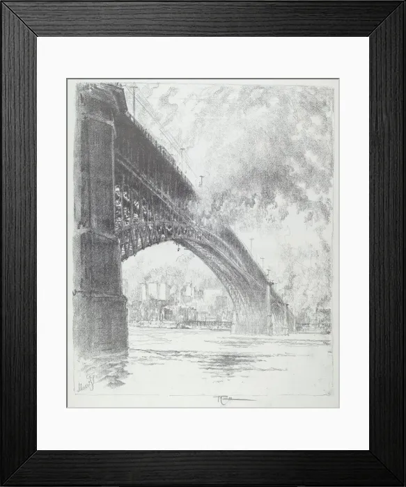 Framed Print : Eads Bridge, St. Louis, 1919. Creator: Joseph Pennell