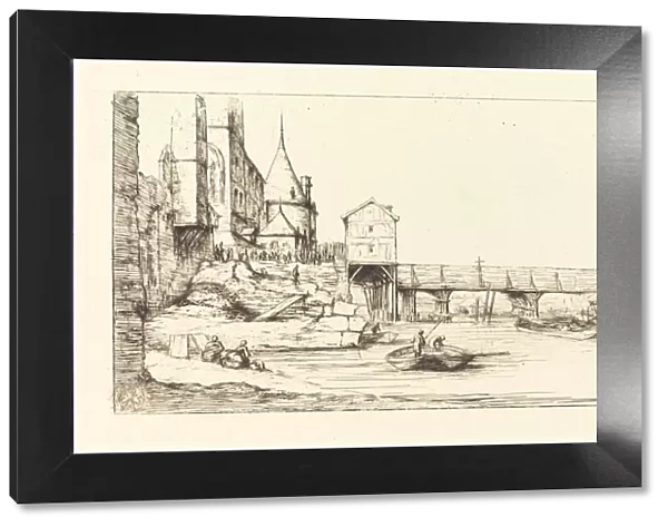 Passerelle du Pont-au-Change, Paris, apres l Incendie de 1621 (Footbridge... ), 1860