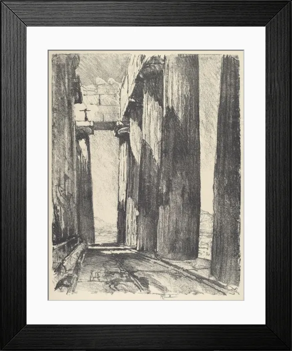 Framed Print : The Portico of the Parthenon, 1913. Creator: Joseph Pennell Framed Print : The Portico of the Parthenon, 1913. Creator: Joseph Pennell