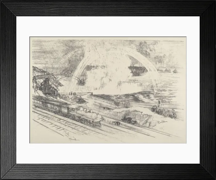 Framed Print : Falls Station, Niagara, 1910. Creator: Joseph Pennell Framed Print : Falls Station, Niagara, 1910. Creator: Joseph Pennell