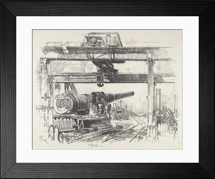 Framed Print : Gun-Testing, 1916. Creator: Joseph Pennell Framed Print : Gun-Testing, 1916. Creator: Joseph Pennell