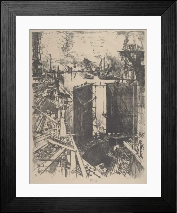 Framed Print : The Guard Gate, Gatun Lock, 1912. Creator: Joseph Pennell Framed Print : The Guard Gate, Gatun Lock, 1912. Creator: Joseph Pennell