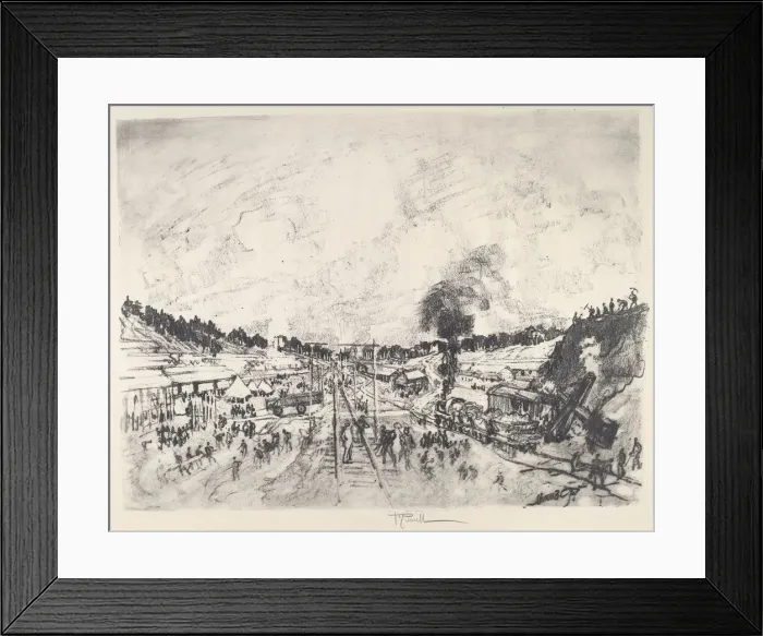 Framed Print : Building the Camp, 1917. Creator: Joseph Pennell Framed Print : Building the Camp, 1917. Creator: Joseph Pennell