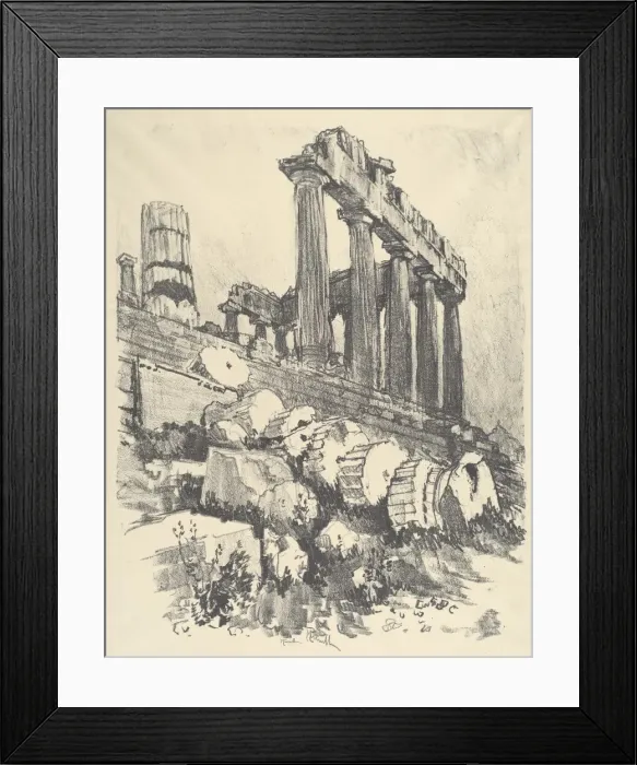 Framed Print : The Fallen Column, Athens, 1913. Creator: Joseph Pennell Framed Print : The Fallen Column, Athens, 1913. Creator: Joseph Pennell
