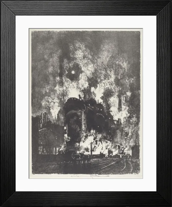 Framed Print : Furnaces at Night, 1916. Creator: Joseph Pennell
