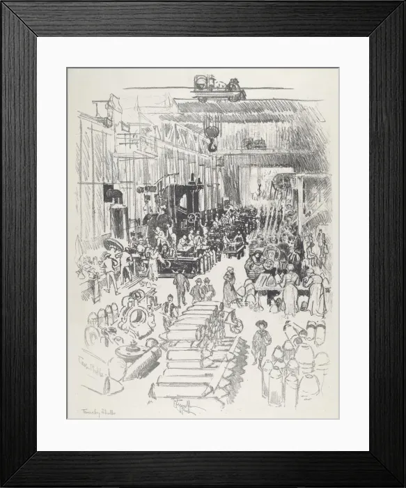 Framed Print : Finishing Shells, 1916. Creator: Joseph Pennell Framed Print : Finishing Shells, 1916. Creator: Joseph Pennell