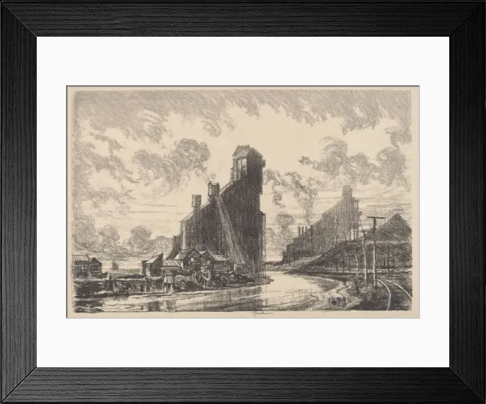 Framed Print : Coal Breaker on the River, 1910. Creator: Joseph Pennell Framed Print : Coal Breaker on the River, 1910. Creator: Joseph Pennell