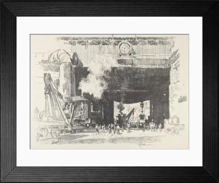 Framed Print : The Big Gate of the Big Shop, 1916. Creator: Joseph Pennell Framed Print : The Big Gate of the Big Shop, 1916. Creator: Joseph Pennell