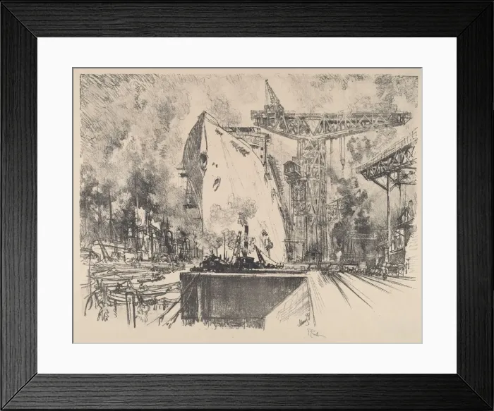 Framed Print : Building the Bismarck, Hamburg, 1914. Creator: Joseph Pennell Framed Print : Building the Bismarck, Hamburg, 1914. Creator: Joseph Pennell