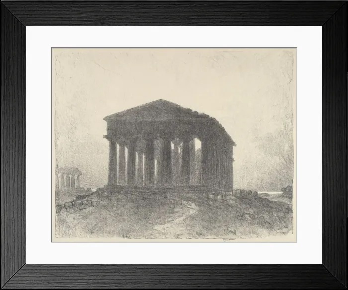Framed Print : Paestum, Evening, 1913. Creator: Joseph Pennell Framed Print : Paestum, Evening, 1913. Creator: Joseph Pennell