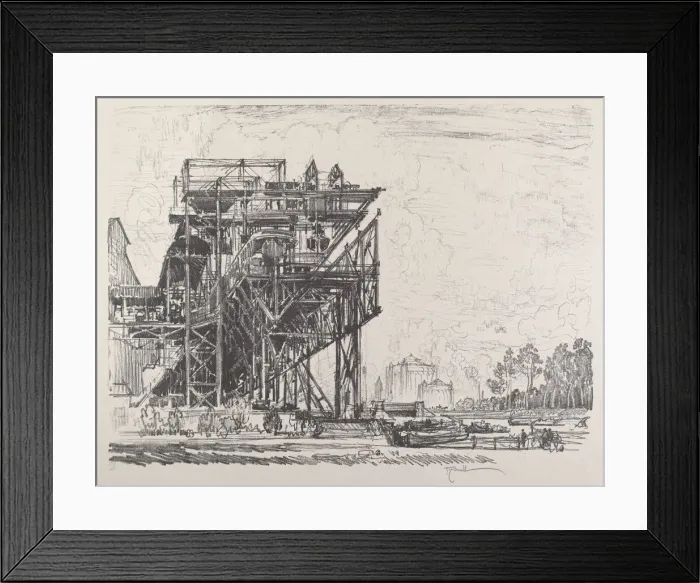 Framed Print : Gas Works from the Canal, Berlin, 1921. Creator: Joseph Pennell Framed Print : Gas Works from the Canal, Berlin, 1921. Creator: Joseph Pennell