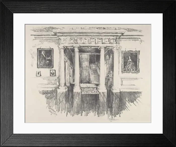 Framed Print : The Hall at Cliveden, 1912. Creator: Joseph Pennell Framed Print : The Hall at Cliveden, 1912. Creator: Joseph Pennell