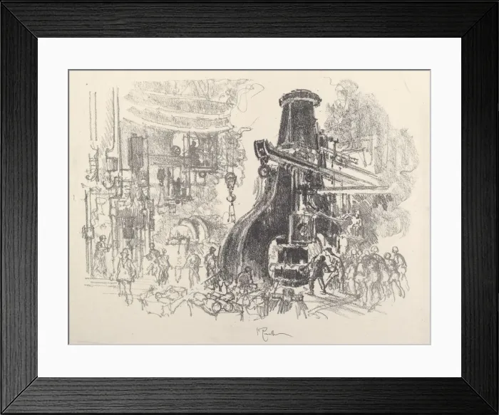Framed Print : The Little Men of the Big Hammer, 1917. Creator: Joseph Pennell Framed Print : The Little Men of the Big Hammer, 1917. Creator: Joseph Pennell