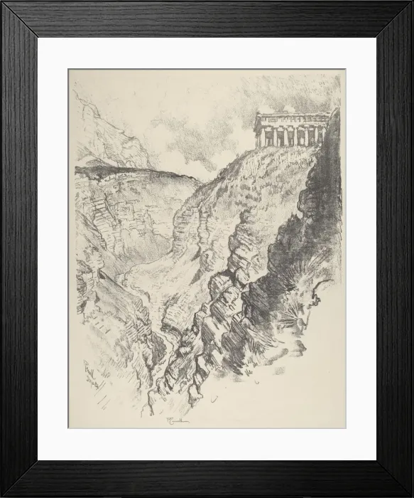 Framed Print : Temple over the Canon, Segesta, 1913. Creator: Joseph Pennell Framed Print : Temple over the Canon, Segesta, 1913. Creator: Joseph Pennell