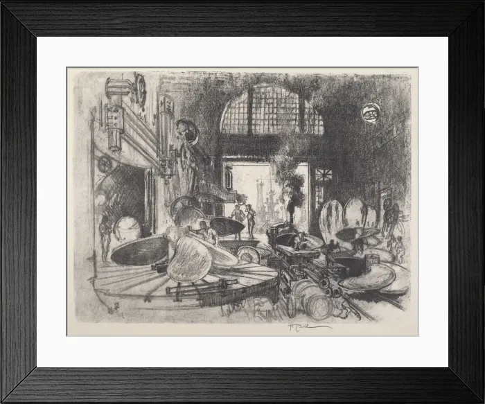 Framed Print : Making Propeller Blades, 1917. Creator: Joseph Pennell Framed Print : Making Propeller Blades, 1917. Creator: Joseph Pennell