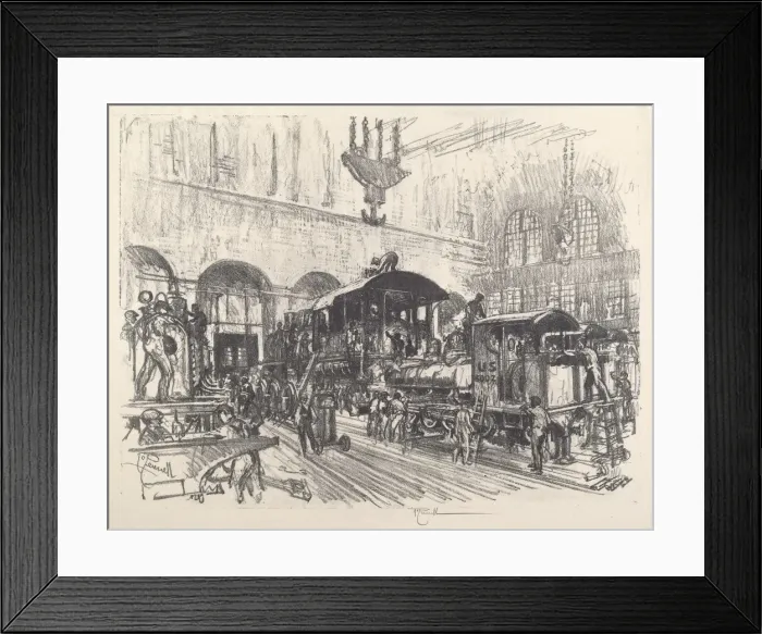 Framed Print : Making War Locomotives, 1917. Creator: Joseph Pennell Framed Print : Making War Locomotives, 1917. Creator: Joseph Pennell
