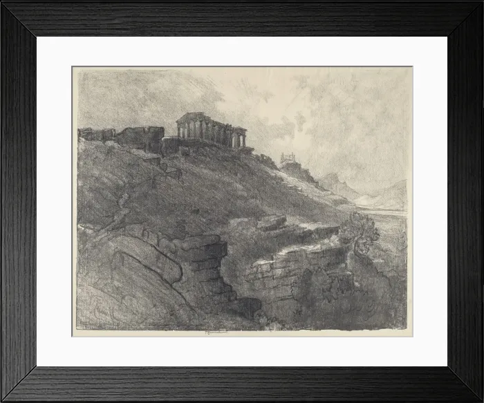 Framed Print : The Temples on the Wall, Girgenti, 1913. Creator: Joseph Pennell Framed Print : The Temples on the Wall, Girgenti, 1913. Creator: Joseph Pennell