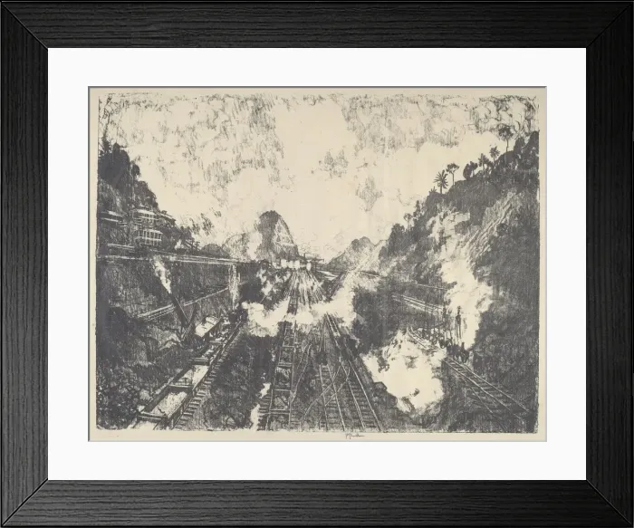 Framed Print : The Cut, Looking toward Ancon Hill, 1912. Creator: Joseph Pennell Framed Print : The Cut, Looking toward Ancon Hill, 1912. Creator: Joseph Pennell