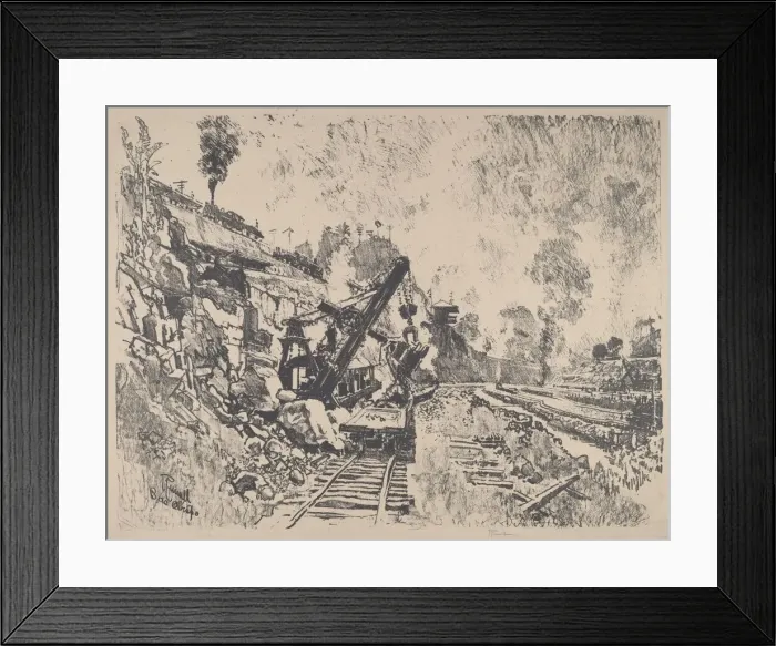 Framed Print : Steam Shovel at Work in Culebra Cut, 1912. Creator: Joseph Pennell Framed Print : Steam Shovel at Work in Culebra Cut, 1912. Creator: Joseph Pennell
