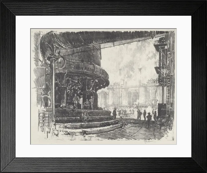 Framed Print : Making Pig-Iron, 1916. Creator: Joseph Pennell Framed Print : Making Pig-Iron, 1916. Creator: Joseph Pennell