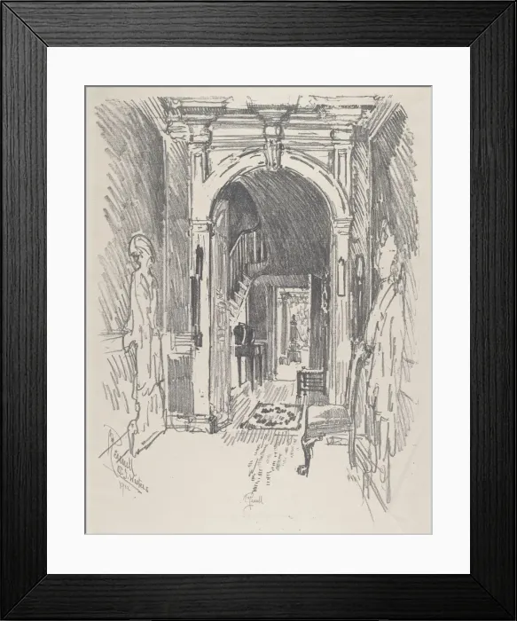Framed Print : Hallway at Dr. Wister s, 1912. Creator: Joseph Pennell Framed Print : Hallway at Dr. Wister s, 1912. Creator: Joseph Pennell