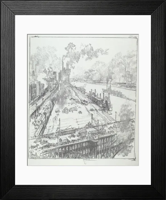 Framed Print : The Levee from Eads Bridge, St. Louis, 1919. Creator: Joseph Pennell Framed Print : The Levee from Eads Bridge, St. Louis, 1919. Creator: Joseph Pennell