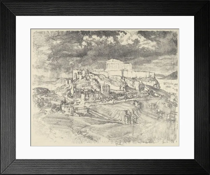 Framed Print : Storm behind the Acropolis, 1913. Creator: Joseph Pennell Framed Print : Storm behind the Acropolis, 1913. Creator: Joseph Pennell
