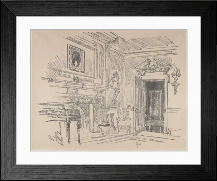 Framed Print : Drawing Room at Cliveden, 1912. Creator: Joseph Pennell Framed Print : Drawing Room at Cliveden, 1912. Creator: Joseph Pennell