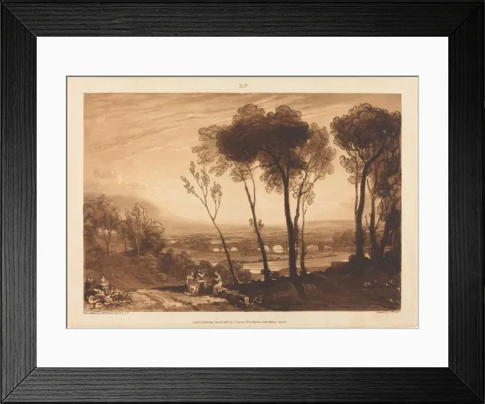 Framed Print : The Bridge in Middle Distance, published 1808. Creator: JMW Turner Framed Print : The Bridge in Middle Distance, published 1808. Creator: JMW Turner