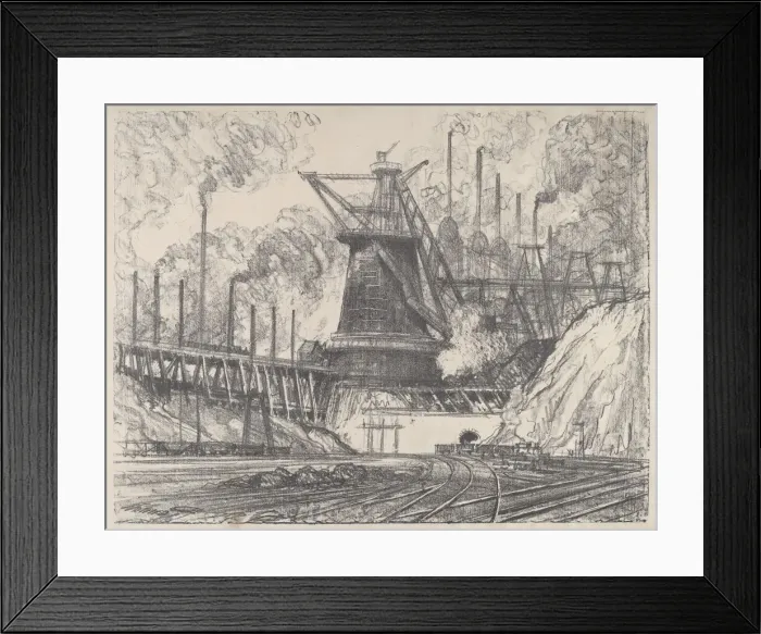 Framed Print : The Big Mill, Gary, Indiana, 1915. Creator: Joseph Pennell Framed Print : The Big Mill, Gary, Indiana, 1915. Creator: Joseph Pennell
