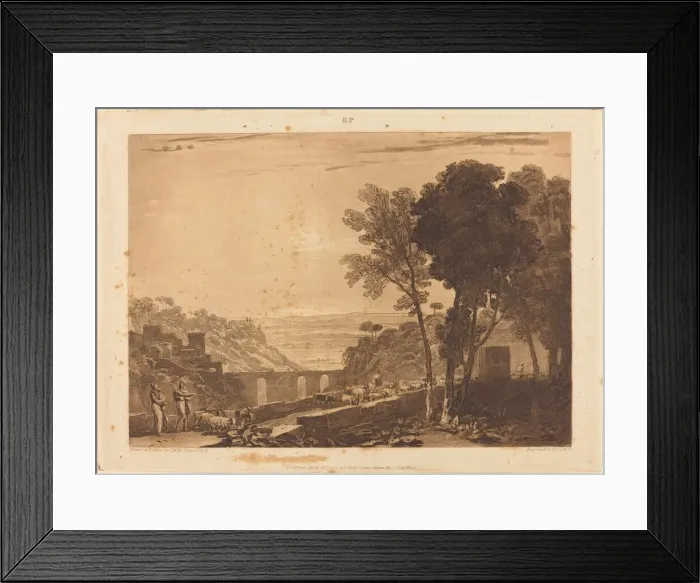 Framed Print : The Bridge and Goats, published 1812. Creator: JMW Turner Framed Print : The Bridge and Goats, published 1812. Creator: JMW Turner