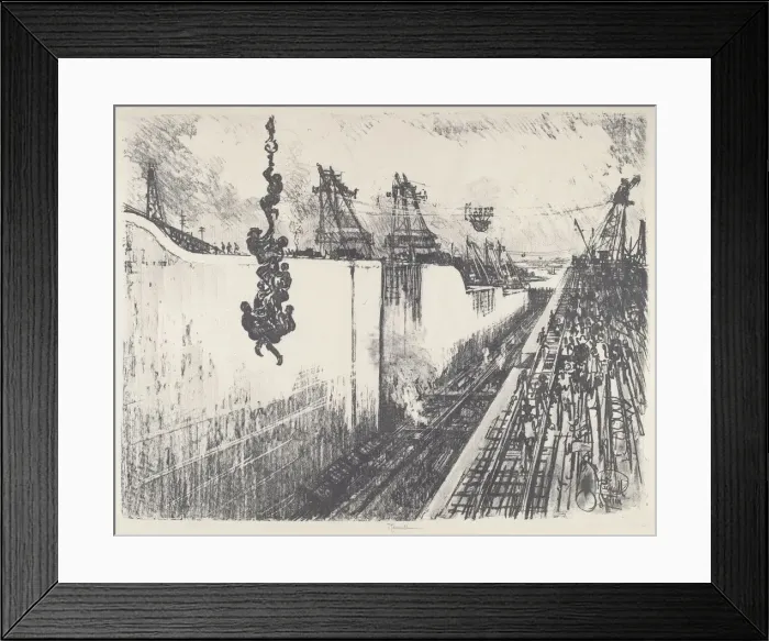 Framed Print : Dinner Time, Gatun Lock, 1912. Creator: Joseph Pennell Framed Print : Dinner Time, Gatun Lock, 1912. Creator: Joseph Pennell