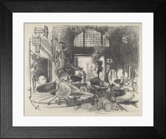 Framed Print : Making Propeller Blades, 1917. Creator: Joseph Pennell Framed Print : Making Propeller Blades, 1917. Creator: Joseph Pennell