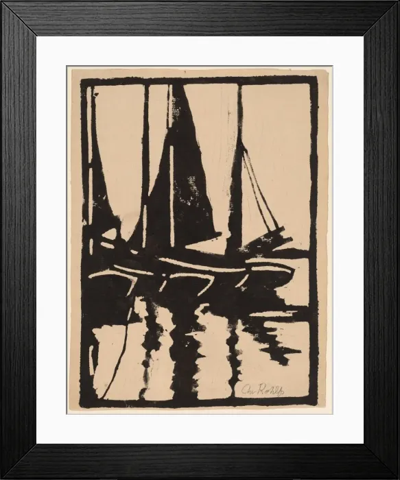 Framed Print : Sailboats in the Harbor, 1905-1910. Creator: Christian Rohlfs Framed Print : Sailboats in the Harbor, 1905-1910. Creator: Christian Rohlfs