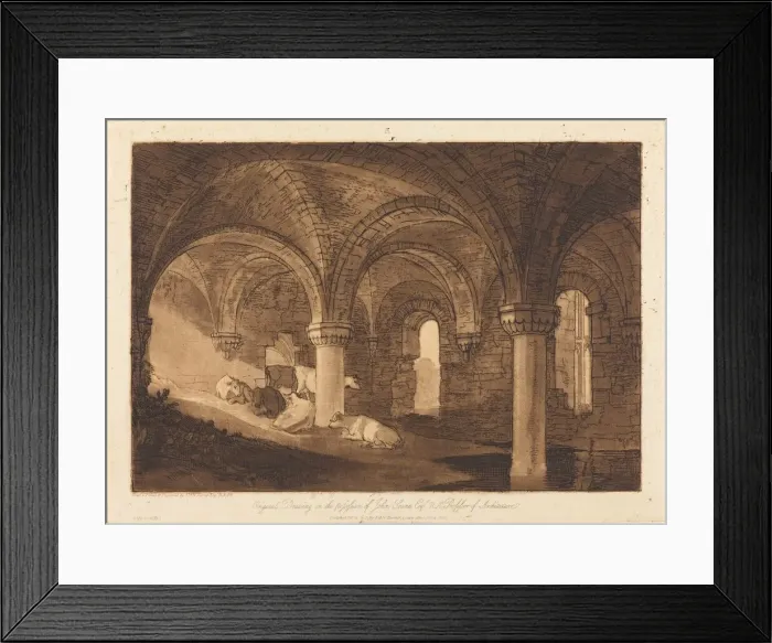 Framed Print : Crypt of Kirkstall Abbey, published 1812. Creator: JMW Turner Framed Print : Crypt of Kirkstall Abbey, published 1812. Creator: JMW Turner