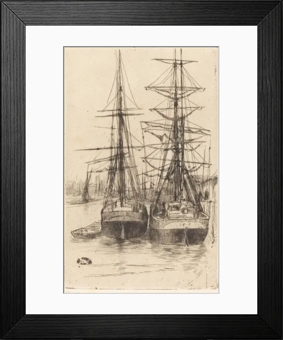 Framed Print : Two Ships, 1875. Creator: James Abbott McNeill Whistler Framed Print : Two Ships, 1875. Creator: James Abbott McNeill Whistler