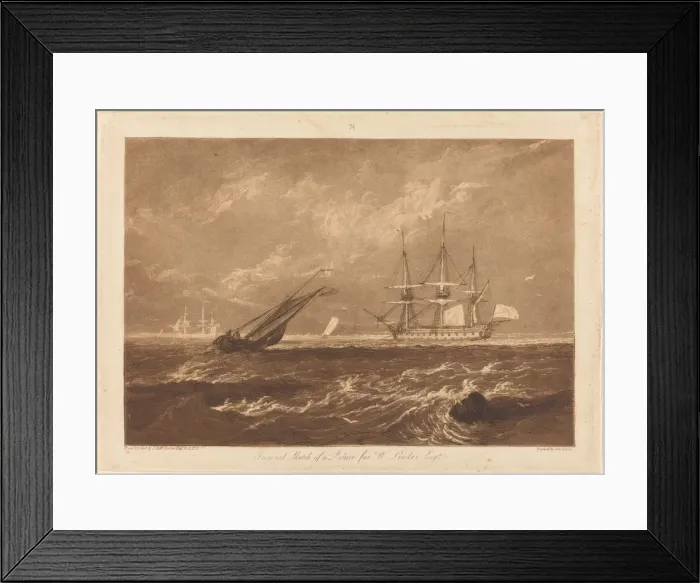 Framed Print : The Leader Sea Piece, published 1809. Creator: JMW Turner Framed Print : The Leader Sea Piece, published 1809. Creator: JMW Turner