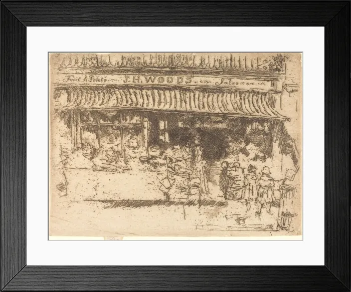 Framed Print : Woodss Fruit Shop, c. 1886  /  1888. Creator: James Abbott McNeill Whistler