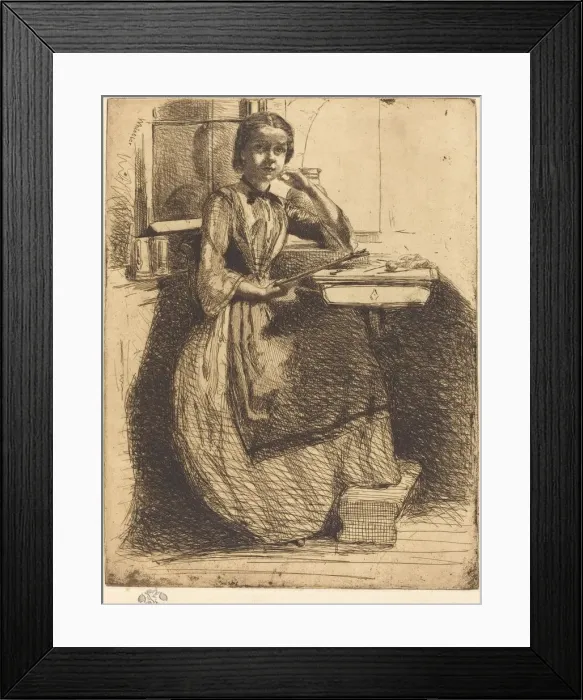 Framed Print : Gretchen at Heidelberg, 1858. Creator: James Abbott McNeill Whistler Framed Print : Gretchen at Heidelberg, 1858. Creator: James Abbott McNeill Whistler