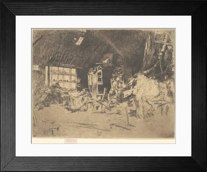 Framed Print : The Smithy, 1880. Creator: James Abbott McNeill Whistler Framed Print : The Smithy, 1880. Creator: James Abbott McNeill Whistler
