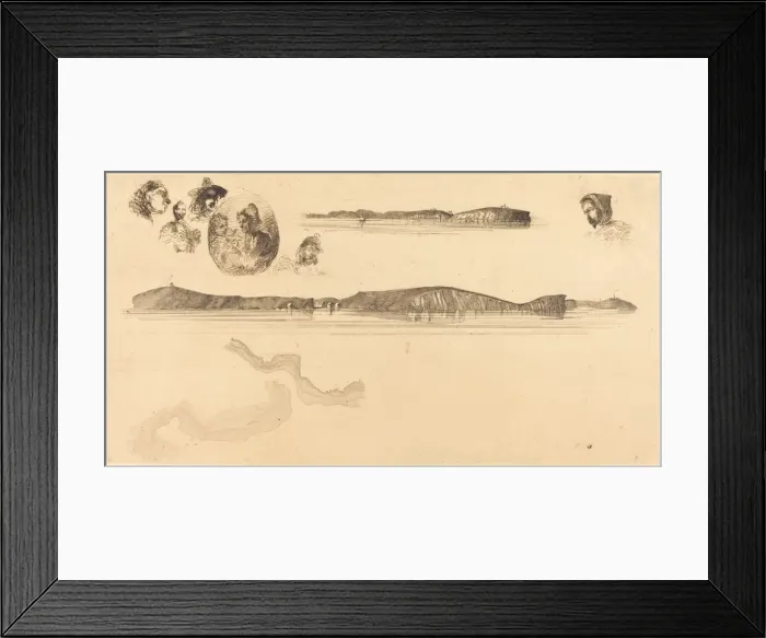 Framed Print : Sketches on the Coast Survey Plate, 1854 / 1855. Creator: James Abbott McNeill Whistler Framed Print : Sketches on the Coast Survey Plate, 1854 / 1855. Creator: James Abbott McNeill Whistler