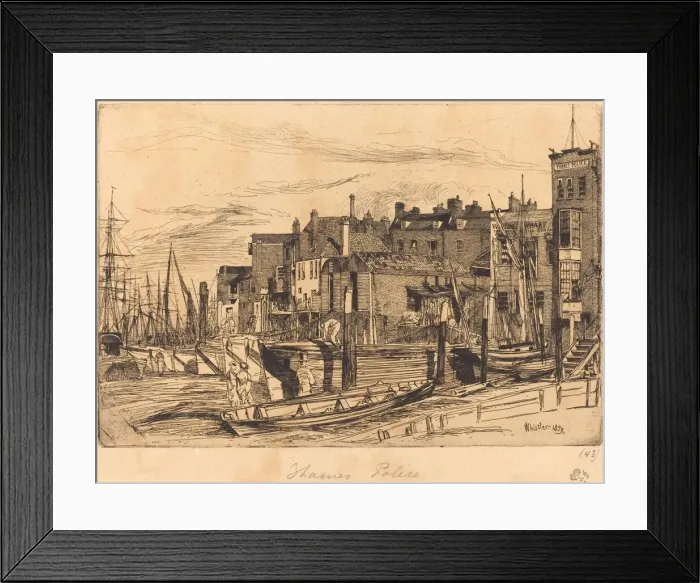 Framed Print : Thames Police, 1859. Creator: James Abbott McNeill Whistler Framed Print : Thames Police, 1859. Creator: James Abbott McNeill Whistler