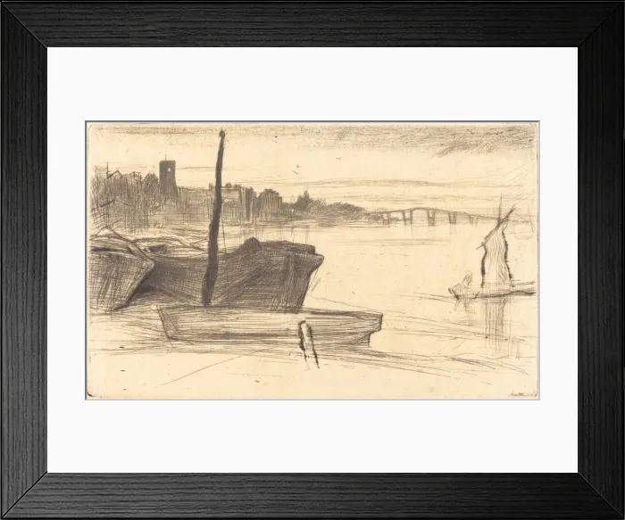 Framed Print : Chelsea Bridge and Church, c. 1870 / 1871. Creator: James Abbott McNeill Whistler Framed Print : Chelsea Bridge and Church, c. 1870 / 1871. Creator: James Abbott McNeill Whistler