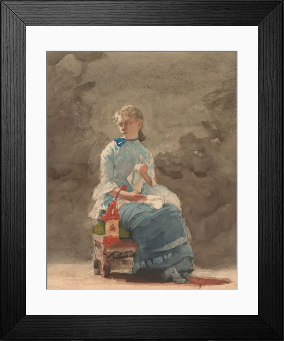 Framed Print : Young Woman Sewing, 1876. Creator: Winslow Homer Framed Print : Young Woman Sewing, 1876. Creator: Winslow Homer