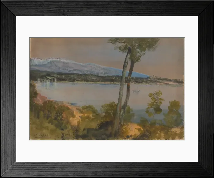 Framed Print : Mountains Seen beyond a Lake. Creator: Alphonse Legros Framed Print : Mountains Seen beyond a Lake. Creator: Alphonse Legros