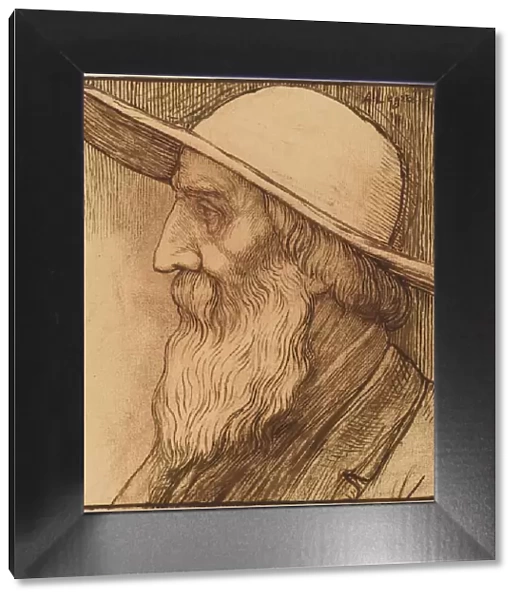 Head of an Old Man with a Wide-Brimmed Hat. Creator: Alphonse Legros