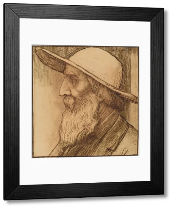 Framed Print : Head of an Old Man with a Wide-Brimmed Hat. Creator: Alphonse Legros Framed Print : Head of an Old Man with a Wide-Brimmed Hat. Creator: Alphonse Legros